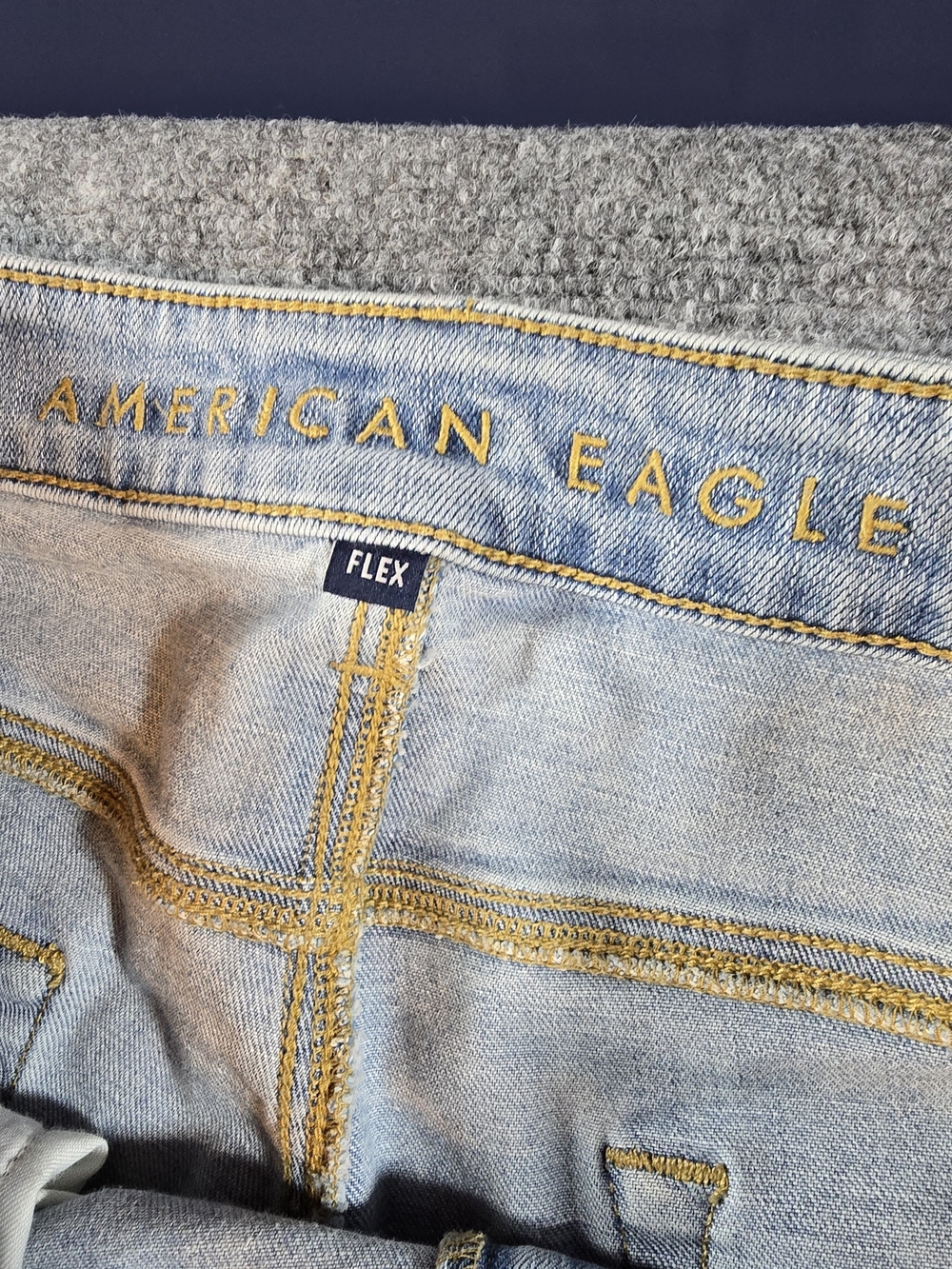 American Eagle Straight Jeans Mens 34 Light Wash Denim Casual Pants - Picture 2 of 7
